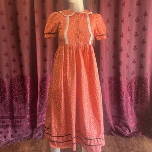 Vintage Style Scarlett Darkness Orange Floral Button Up Short Sleeve Dress 12